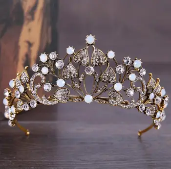 

Vintage Baroque Women Tiara Rhinestone Wedding Bride Queen Princess Diadems Hair Jewelry Handmade Hair Accessories