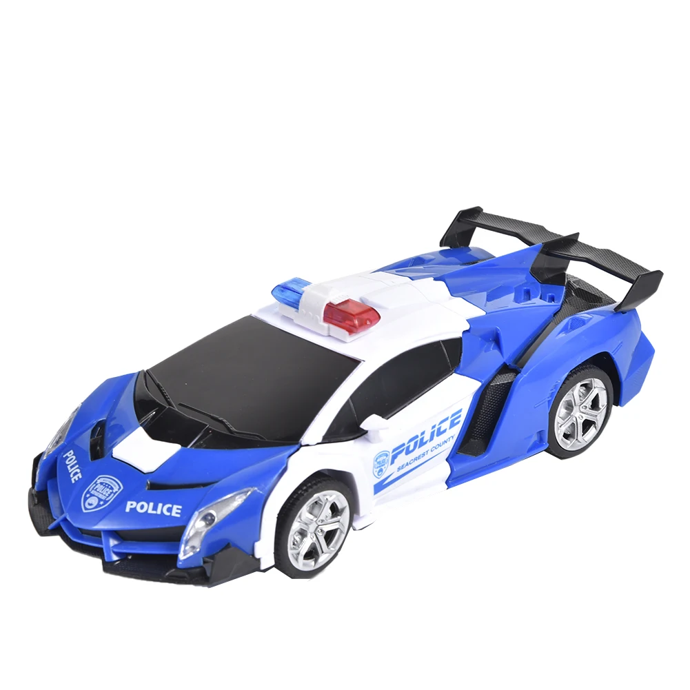 

1:18 Remote Control Deformation Car One Button Robot Transforming Car Model With 5 Wheels Light Electric Deformation Vehicle Toy