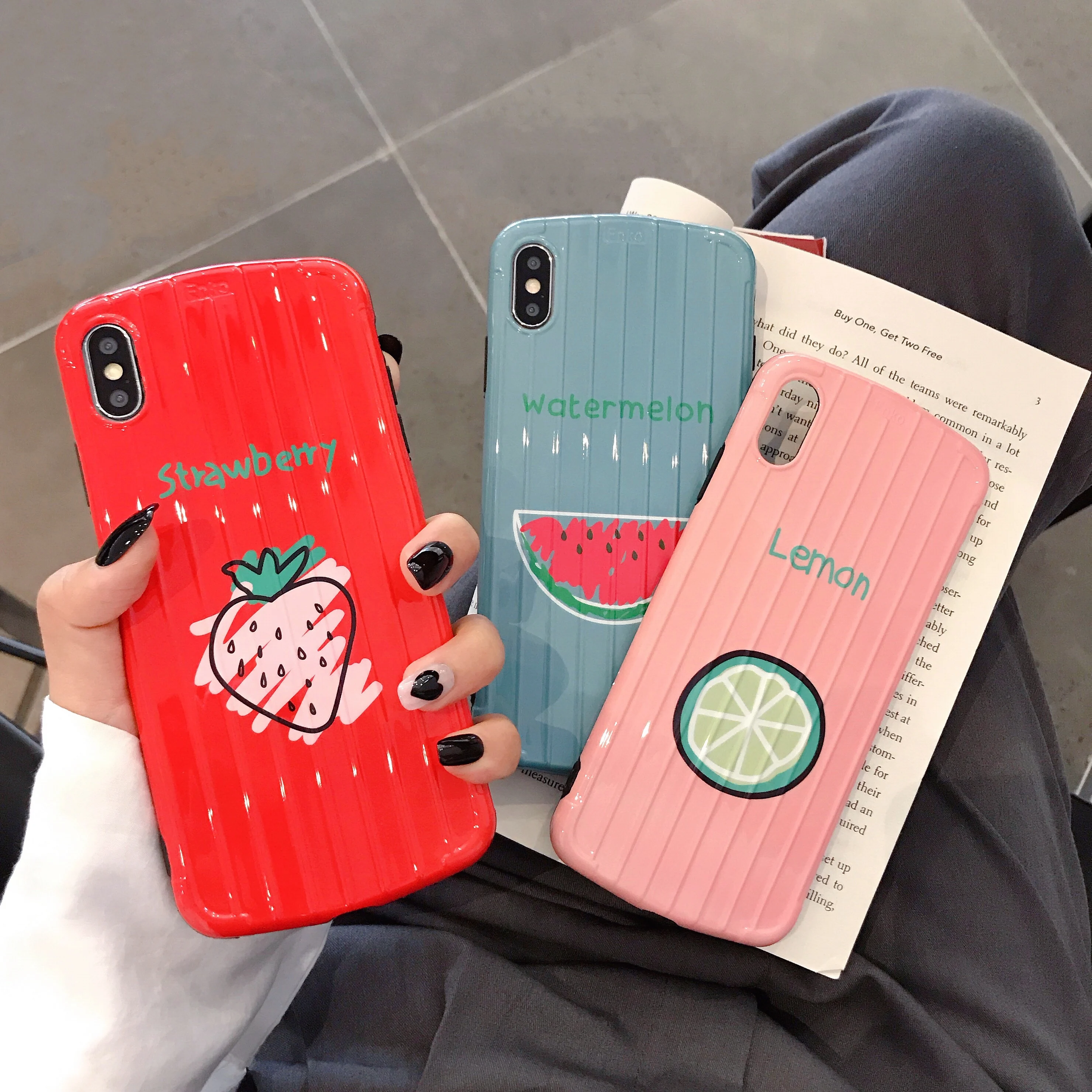 Blu-Ray Cases For iPhone XS Max XR X 6 6S 7 8 Plus Fruit Watermelon-lemon-strawberry Letters IMD Phone Back Cover Coque Gift |