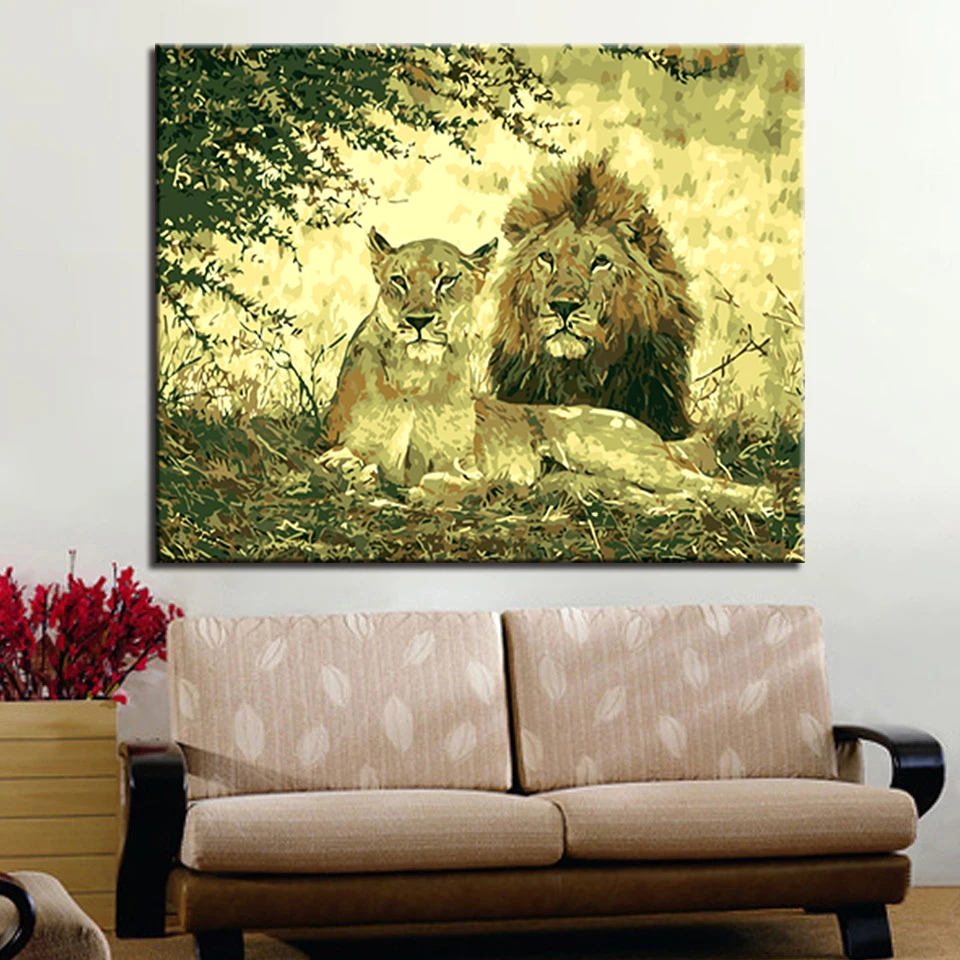 

Lion lover Diy Digital Painting By Numbers Modern Canvas Painting Hand Painted Home Art Picture Unique Gift