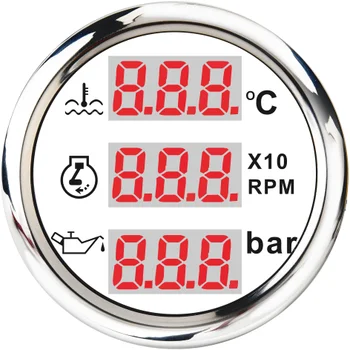 

New 3 in 1 Multi-Function Digital Gauge 52MM Water Temp Tachometer Oil Pressure Gauges With Alarm Meter Universal Waterproof