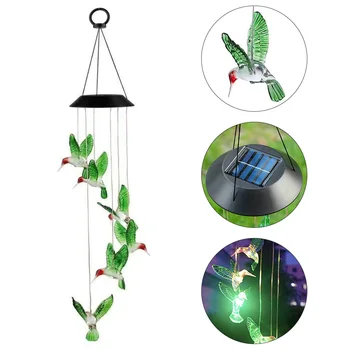 

Color Changing LED Solar Lamp Hummingbirds Wind Chime Light Home Outdoor Waterproof Garden Fences Decoration Lamp With Hook