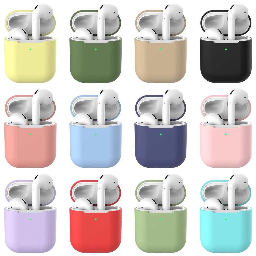 Soft Silicone Case For Apple AirPods 1/2 Candy Color 2 Slim Shockproof Earphone Protective Cover Accessory | Электроника