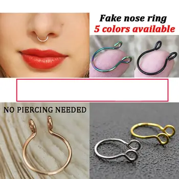 

5pcs/lot U Shaped Fake Nose Ring Hoop Septum Rings Titanium Nose Piercing Earrings Fake Piercing Oreja Pircing Jewelry
