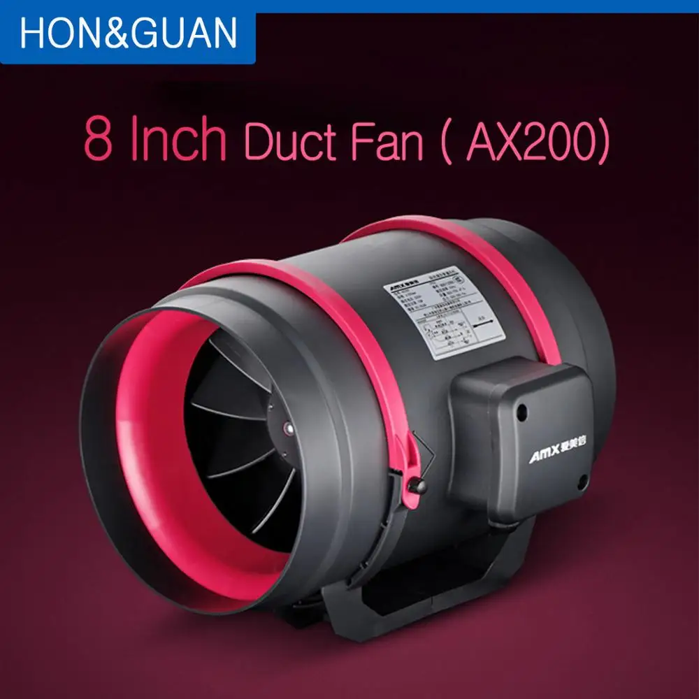 8 ''AX200 бесшумный канальный вентилятор, вытяжной вентилятор, гидропоники, воздуходувка для дома, ванной комнаты, вентиляция, 220 В, 70 Вт