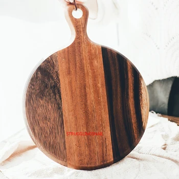 

Round Square Wood Cutting Board Large Wooden Pizza Tray Bread Board Cake Serving Plate Tray Kitchen Chopping Board Wood Utensils