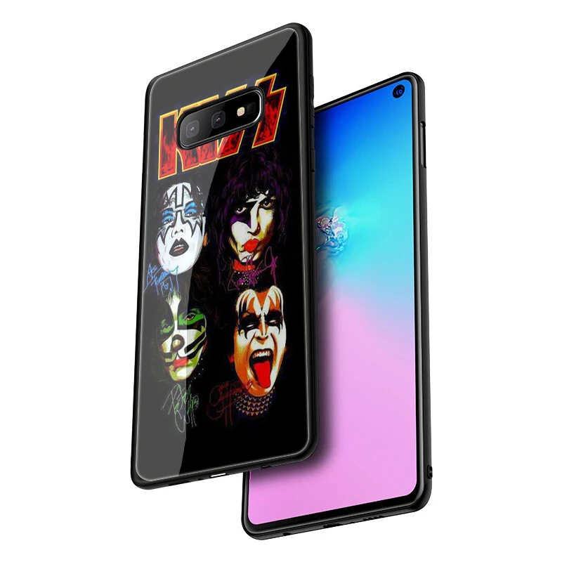 EWAU рок-группы "Kiss" чехол из закаленного стекла для телефона для samsung S7 S8 S9 S10 Note 8, 9, 10, плюс A10 20 30 40 50 60 70
