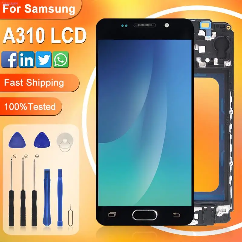 Catteny 4.7inch For Samsung Galaxy A310 Lcd A3 2016 Display With Touch Digitizer Assembly Replacement A310F Screen Frame | Мобильные