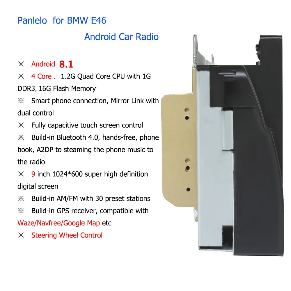 Excellent Panlelo For BMW X5 E53 Android 8.1 GPS Navigation 2 Din Android 9 Inch Full Touch Screen Quad Core IPS Screen Multimedia Player 1