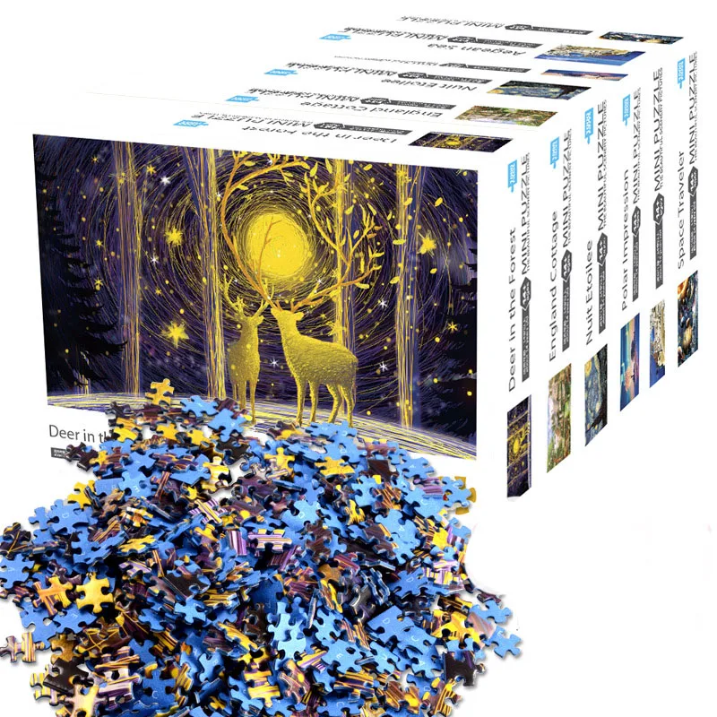1000 pieces Black Thicker paper Mini Puzzle challenge simple landscape Puzzle 1000 pieces For Adult(Size 42.5x 30cm) 5