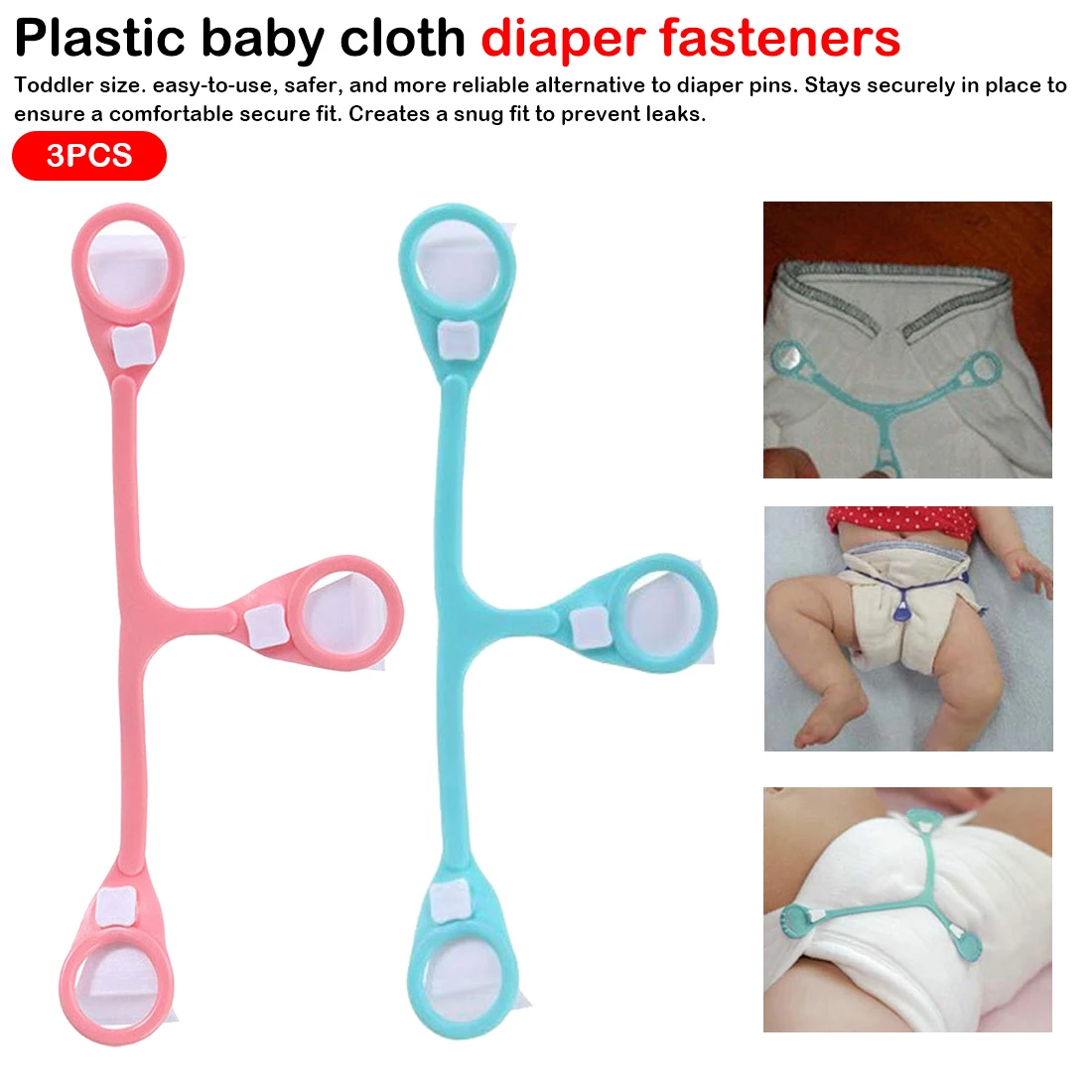 

3pcs/set Baby Nappy Changing Diaper Fixed Belt New Arrival Cloth Nappy Fastener Holder Clip Fixed
