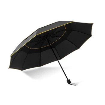 

Universal Golf Umbrella Rain Three-folding Black XXL Large Male Women Umbrella Non-Automatic Business Adults Gift Umbrella
