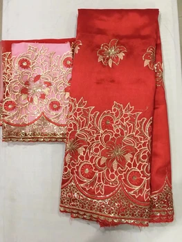 

5 + 2 Yards Design African Nigerian George Lace Fabric With Net For Blouse New Embroidery Indian Sequins George Laces For Women