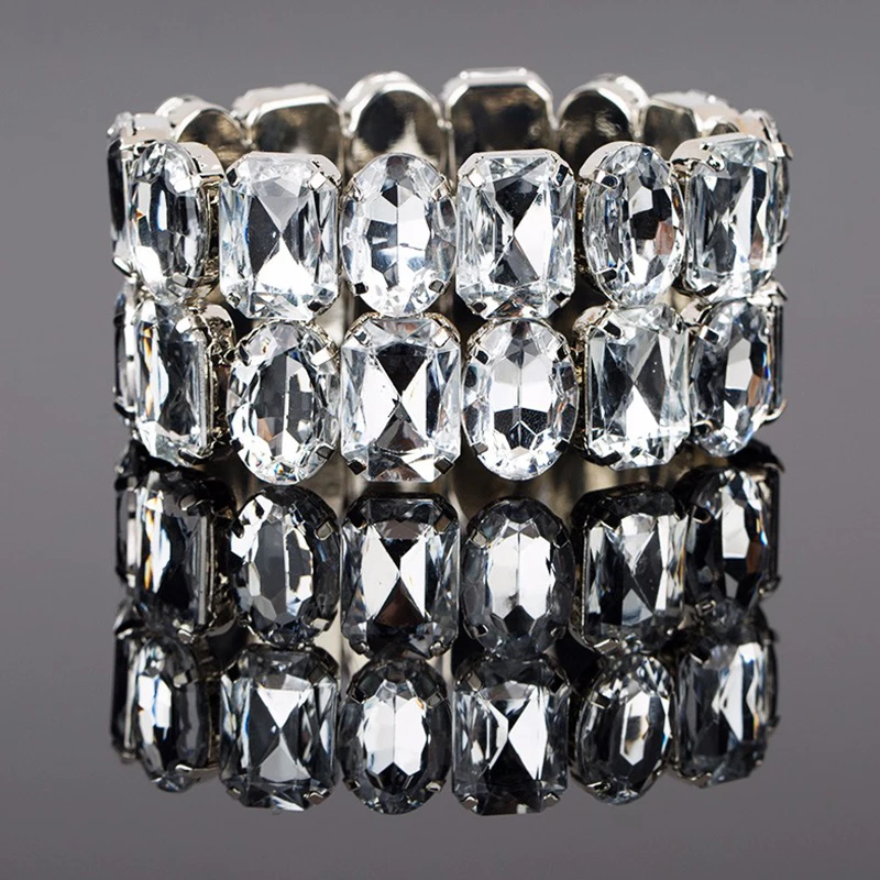 Hot Fashion more color big Crystal Rhinestone Wedding Bridal elasticity Bracelet Bangle Bling Wristband Women Jewelry B034 5