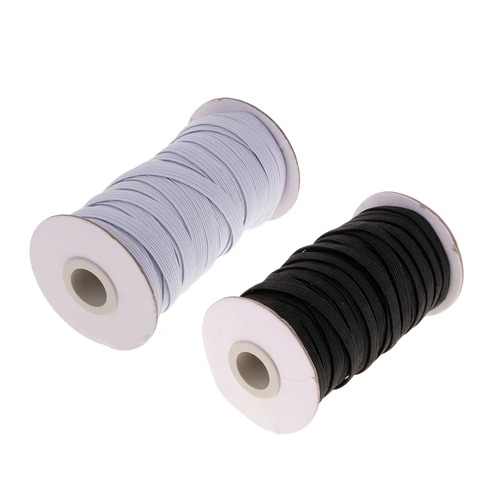 1 Roll 8mm Elastic Straps Sewing Band Dress Sport Pants Making Black/White