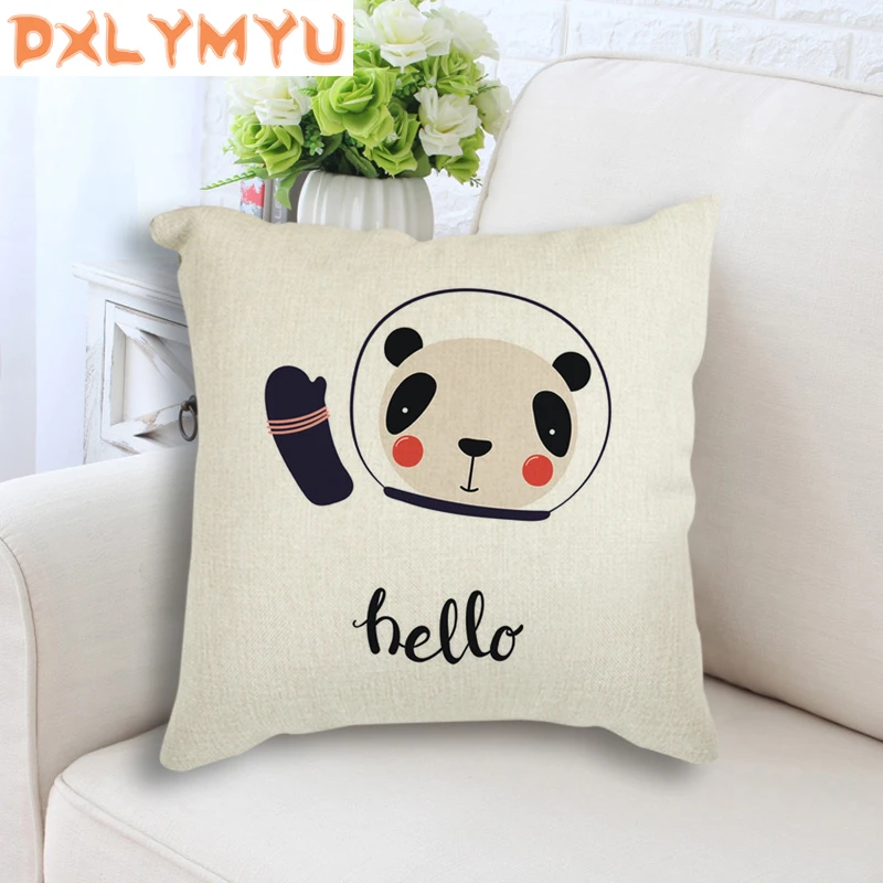 Lovely Panda Fox Panda Cotton Linen Pillow Case Sofa Car Cushion Home Decor