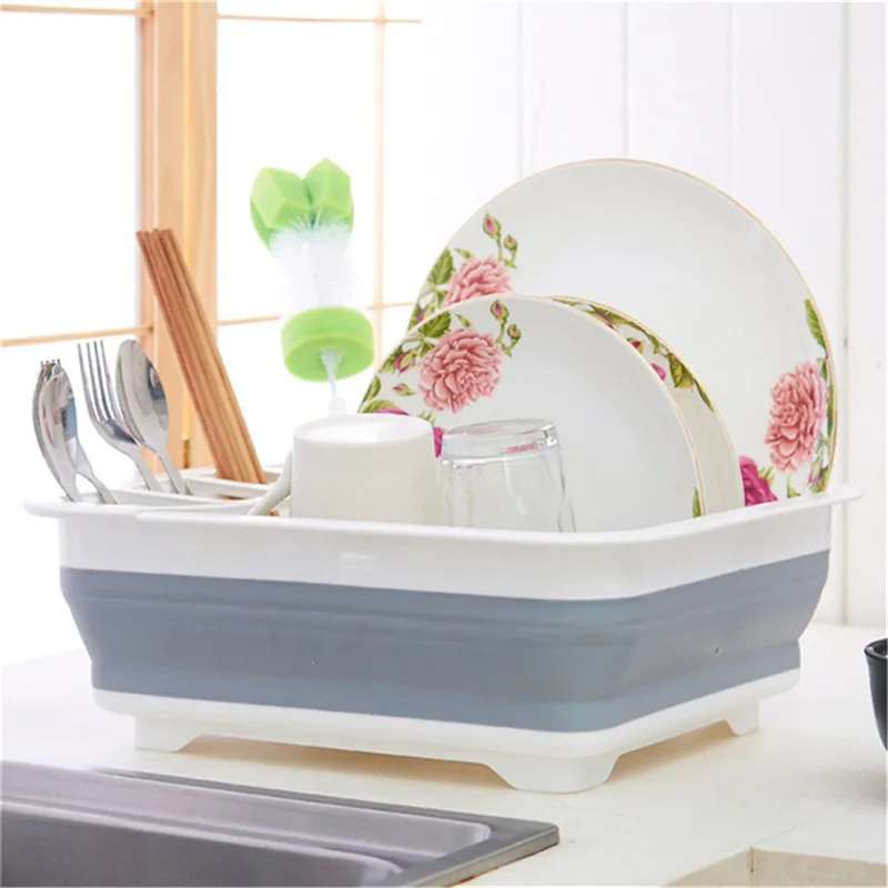 HK Dish Drainer Holder Multi-function Foldable Dish Rack Suit for