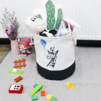 

Collapsible Laundry Basket Modern Giraffe Balloon Printed Large Capacity Storage Bin with Rope Handles