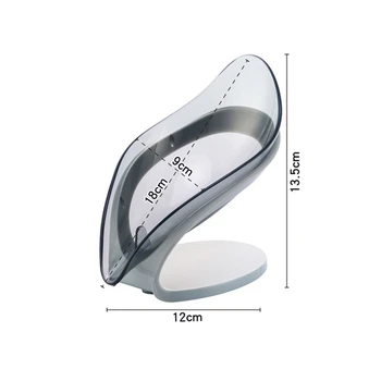 

Transparent Soap Tray Leaf-shaped Bathroom Free Punch Drain Soap Holder Case Non-slip Household Soap Dish Bathroom Supplies new*