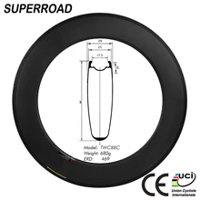 Высокое качество Superroad 28 мм в ширину 88 мм Deep Road Carbon 700C велосипедные бескамерные диски китайские