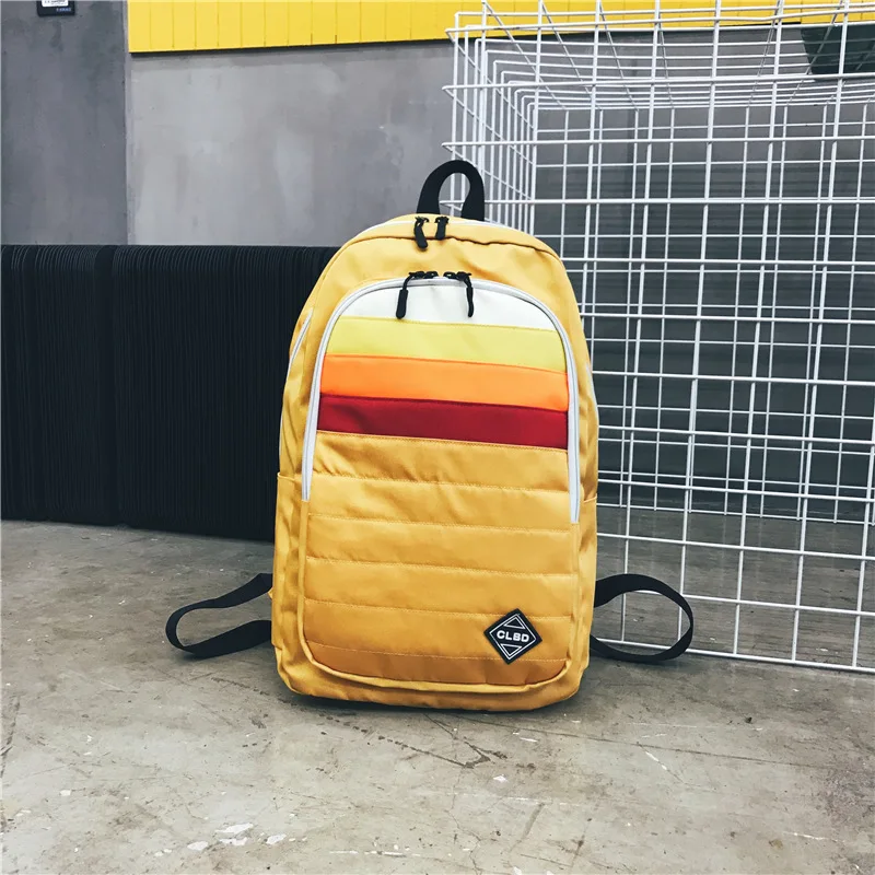 

2019 New Style Backpack WOMEN'S Bag Fashion Contrast Color Nylon Backpack Large Capacity Schoolbag