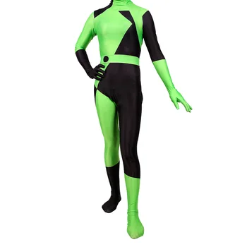 

Shego Of Kim Possible Super Villain Costume Lycra Spandex Halloween Costumes for Woman Zentai Catsuit