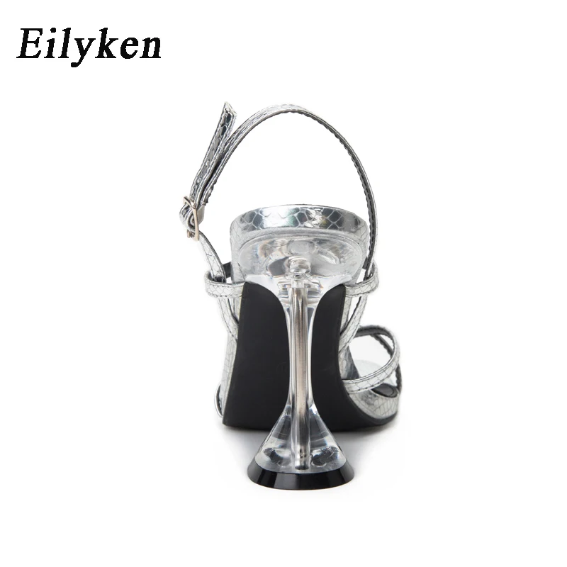 Eilyken/Новинка; Серебристые босоножки с ремешком сзади; Прозрачный ...