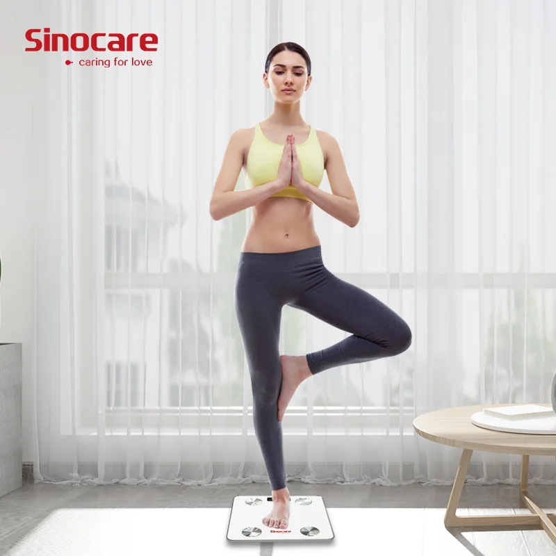 Sinocare Smart Weight Scale Body Fat Scale Bluetooth 4.0 Floor Body Fat Monitor Balance Test 8 Body Date BMI Health LED Display