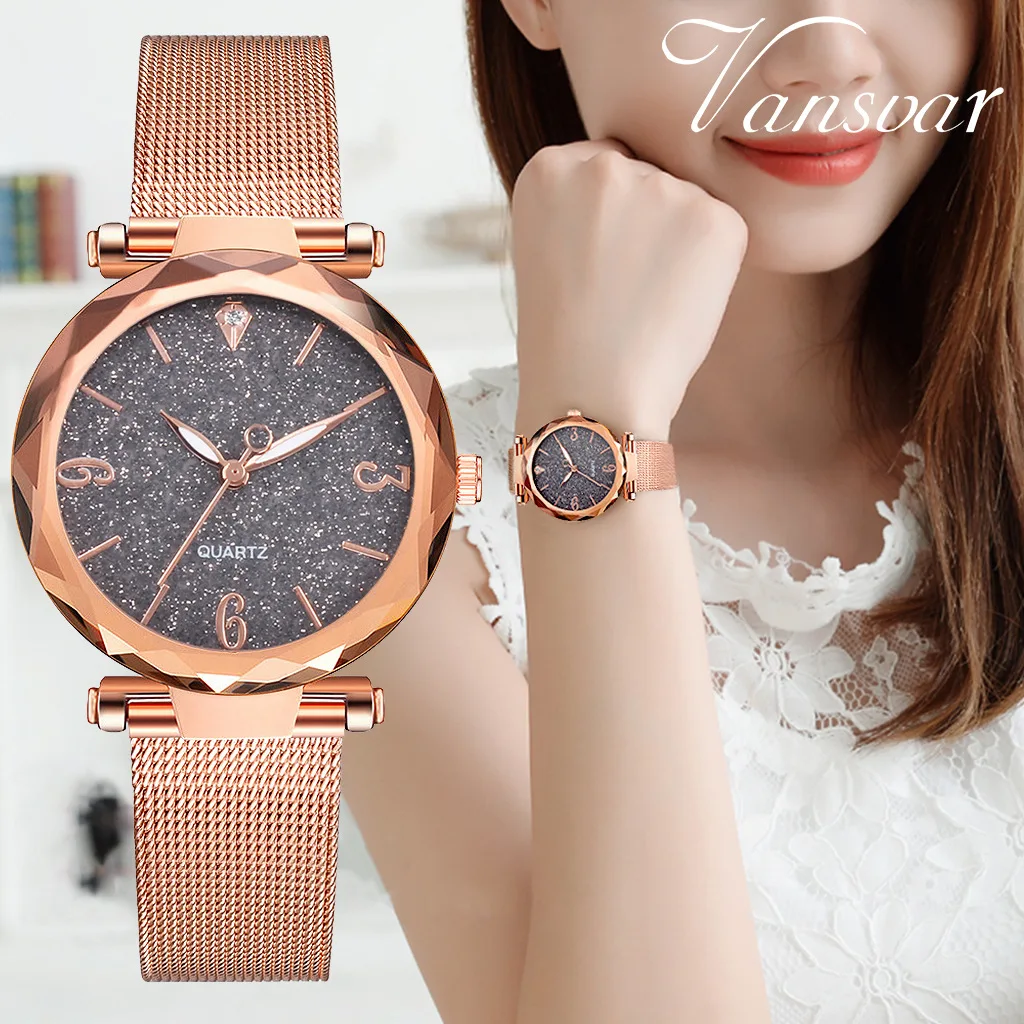

Women Starry Sky Watch Luxury Magnetic Buckle Mesh Band Quartz Wristwatch Female Rose Gold Diamond Watches Zegarek Damsk