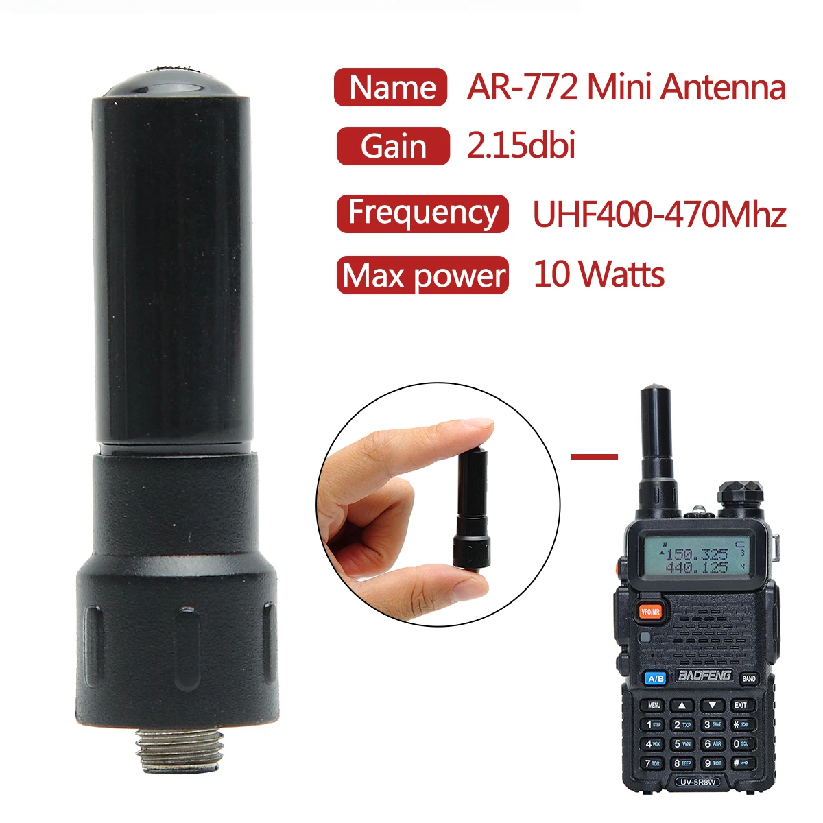 ABBREE AR-772 SMA-hembra UHF 400-470Mhz corto manejado antena para BaoFeng UV-5R UV-82 BF-888S 9R más Walkie Talkie