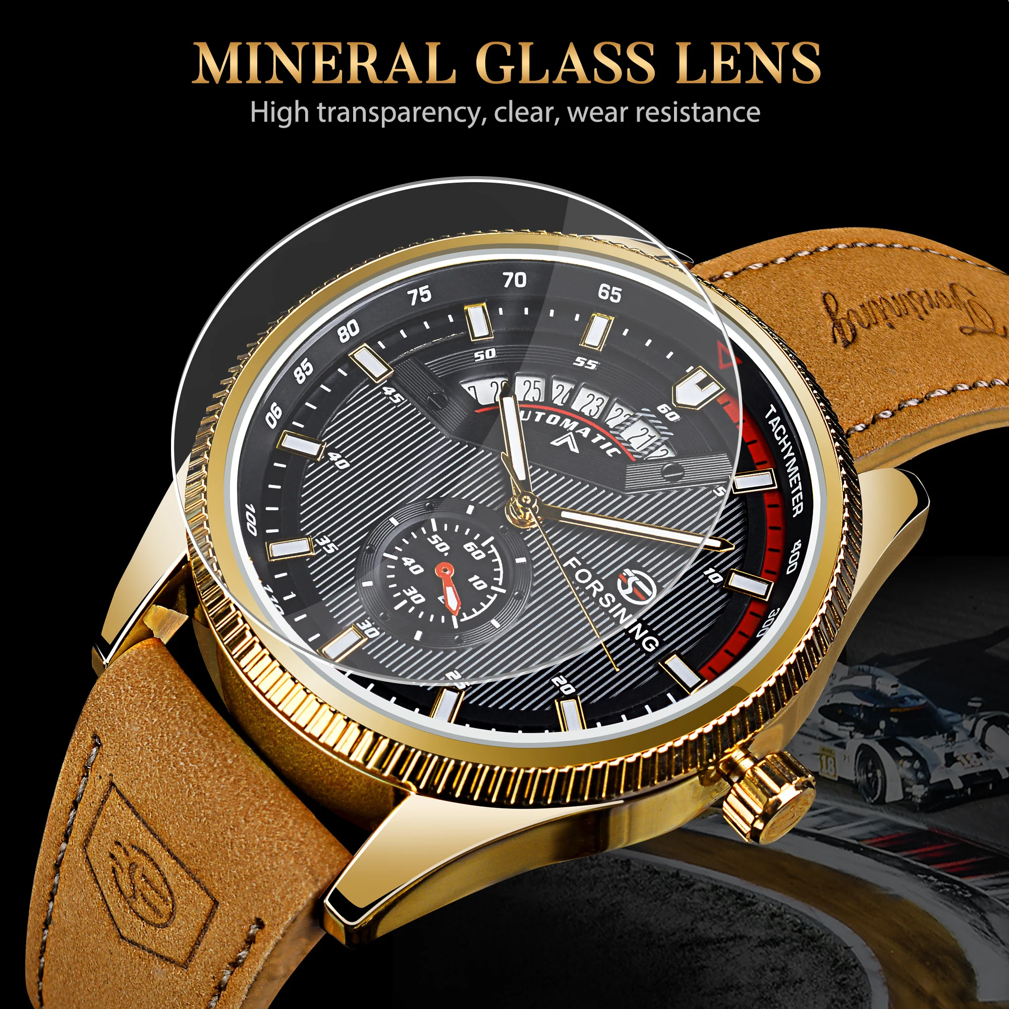 Forsining Men Mechanical Wristwatch Fashion Automatic Man Outdoor Watch With Date Display Leather Waterproof Analog Watches_voghion.com