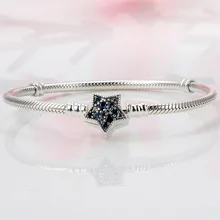 Momemts яркая звезда застежка змея цепь браслет подходит бусины из стерлингового серебра 925 браслет Шарм Diy Европа ювелирные изделия