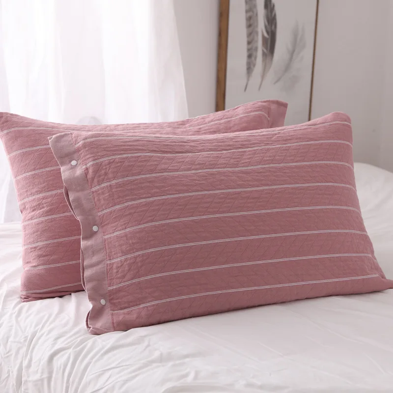 

Cotton Pillowcase for Bed Striped Pillow Cases for Children Adults 3 Layer Gauze Pillow Cover Bedroom Use 50x76cm
