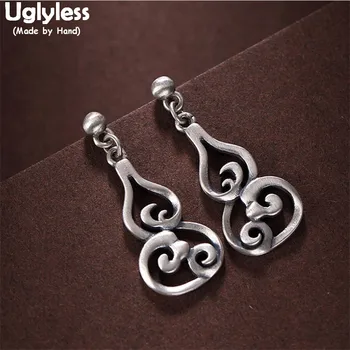 

Uglyless China Cultural Fu Lu Happy Rich Gourd Earrings for Women Hollow Plant Dangle Earrings Thai Silver 925 Silver Brincos