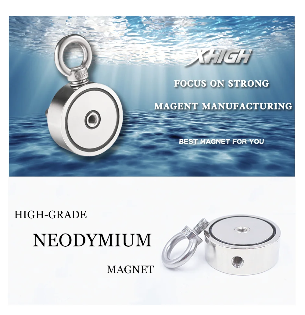 Fishing Magnets Neodymium Magnets Magnetic Hooks Strong Neodymium Magnet Double Side Search Rare Earth Magnetic Hook Super Power Salvage Fishing Magnet Stell Cup Holder