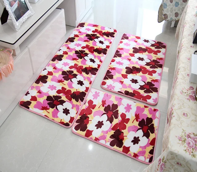 50 мягкий набор ковриков для ванной водопоглощающий ковер для ванной комнаты коврик для ванной комнаты домашний гостиная кухня дверь пол туалетный коврик - Цвет: fenseyinghua 3pcs