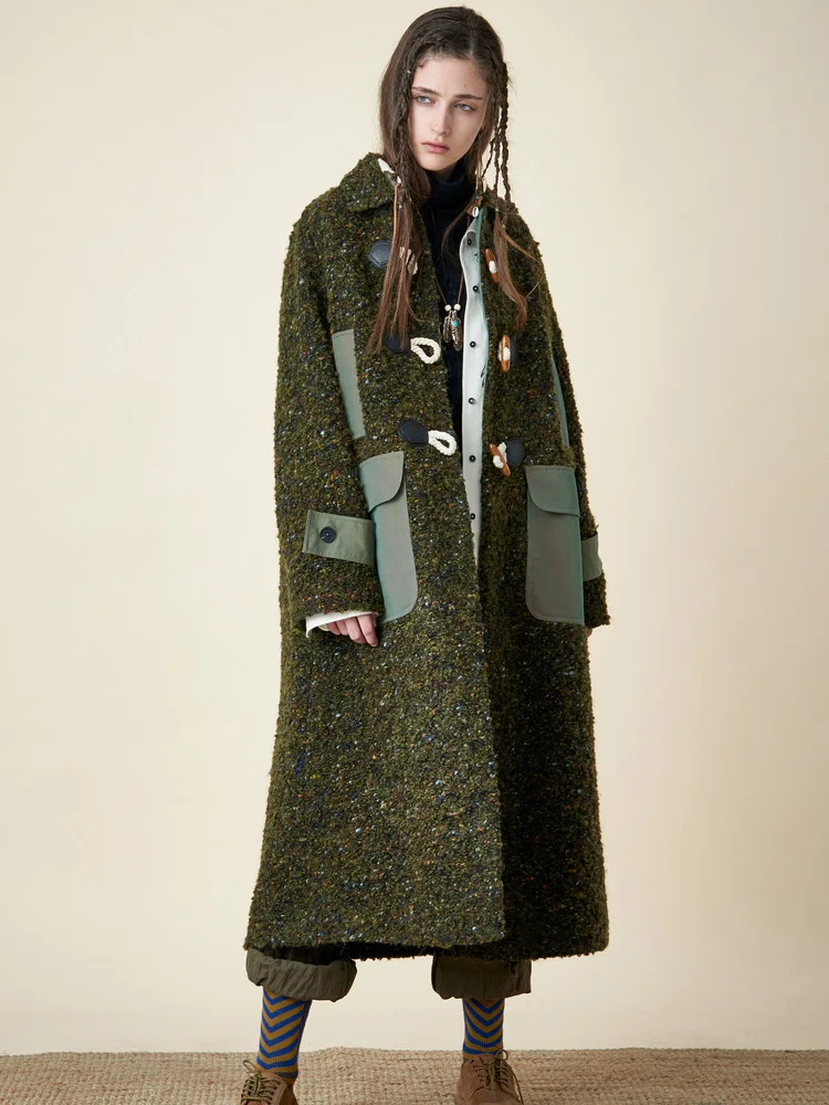 Зимняя высококачественная мохеровая куртка, винтажное Элегантное длинное пальто с длинными рукавами и карманами ручной работы, S-XL