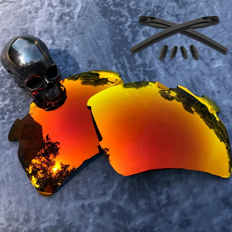 Orange Red-Kit Firtox True Замена поляризованных линз и носки с ушками и Носовые фиксирующие накладки для-солнцезащитные очки Oakley Flak 2,0 XL вентилируемый солнцезащитных очков(срок службы линзы только)-Множественная - Цвет линз: Orange Red-Kit