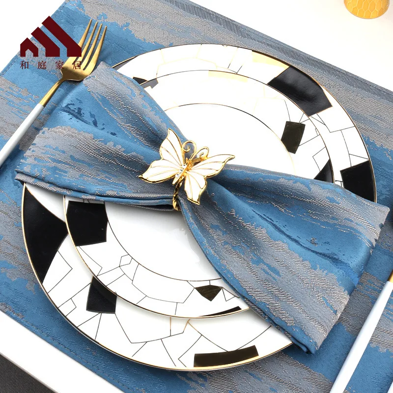 Table Cloth Napkins Imitation Linen Polyester Square Handkerchief Satin