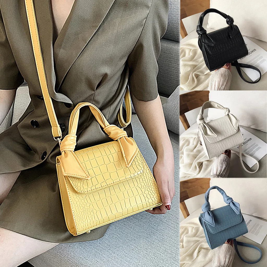 

Fashion Women Alligator Pure Color Leather Handle BagMessenger Bag Crossbody Bag Bolso Mujer