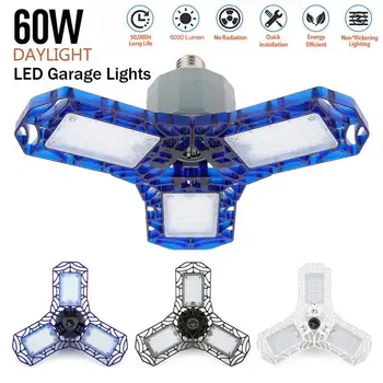 

LED Garage Light 360 Degrees Deformable Ceiling Light For Home Warehouse Workshop 40W 60W Folding Three-Leaf Deformation Lamp