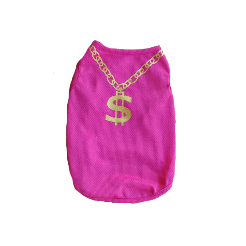 Fushia Dollar Pawstrip летняя одежда для собак, рубашка для щенков, для собак, Teddy jorkie, бульдог, рубашка для собак, маленькая жилетка для собак питомец, футболка, чашка, одежда для щенков - Цвет: Fushia Dollar
