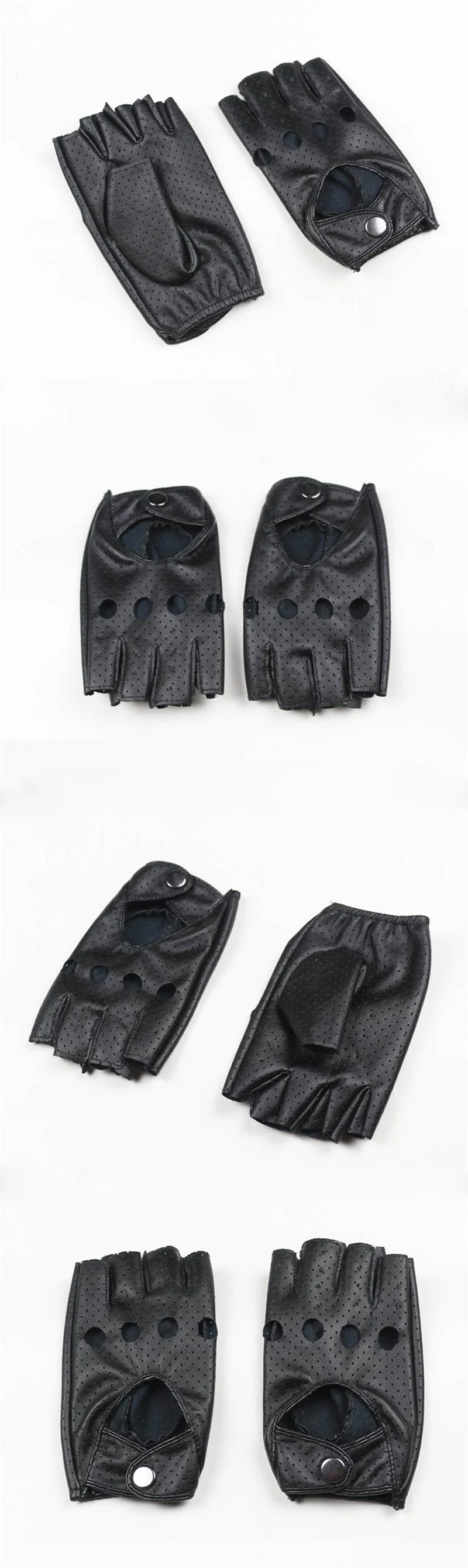 Длинные перчатки для мужчин и женщин, полый кожзаменитель, кожаные перчатки-митенки, черные перчатки без пальцев, женские перчатки для