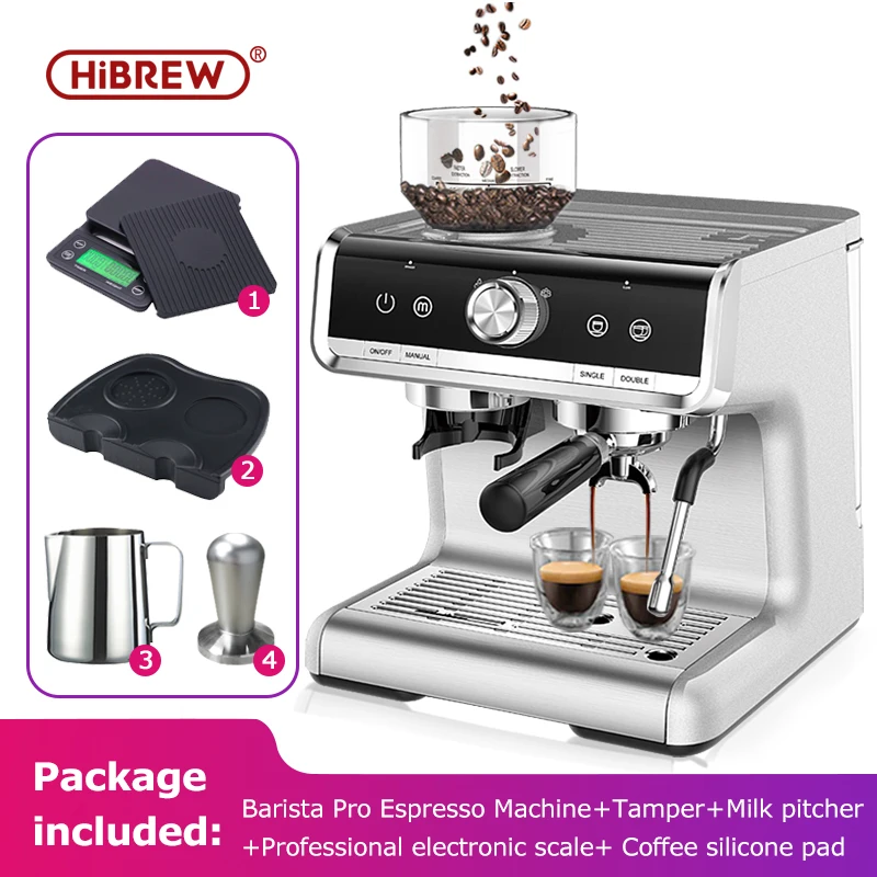 HiBREW Barista Pro 20Bar Conical Burr Grinder Bean to Espresso Commercial Level Espresso Maker