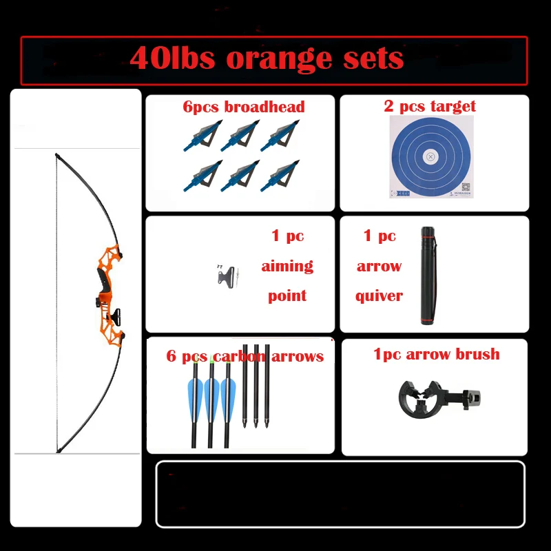 Toparchery 2 цвета стрельба из лука лук 30-40 фунтов мощный охотничий стрельба из лука снять лук стрела со стрелой колчан и стрельба из лука стабилизатор - Цвет: 40lbs orange set