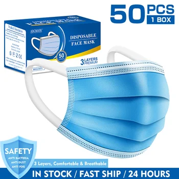 

New 20/50pcs Children/adult 3 Layer Elastic Mouth Mask Anti-bacteria Kids Disposable Mask Soft Breathable PM2.5 Nonwoven masks