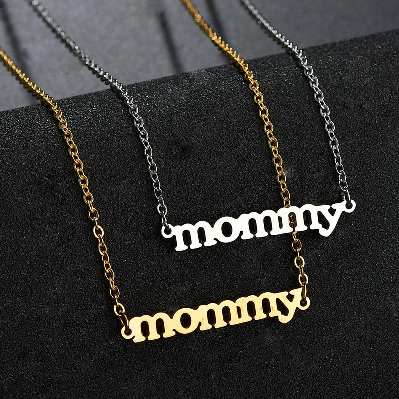Цепочка Из Нержавеющей Стали с надписью Mommy Женская ожерелье до ключиц модный