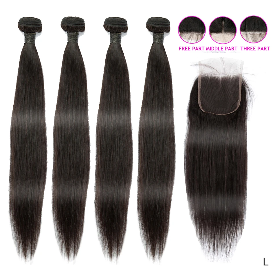 

Remy Straight Indian Human Hair Weave Bundles With Closure 3 Bundles With Closure Lace Closure With Bundles Hair Extensions