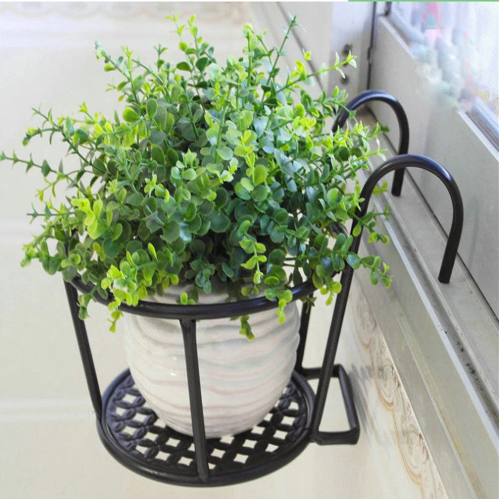 

Balcony Flower Rack Plant Pot Holder Hanging Window Green Planting Basin Shelf Strong Versatile Lightweight Metal Rack