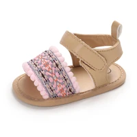 Summer Baby Girl Cute Flower Print Embroidered Sandal Soft Soled Comfortable Flat Shoes 0-18 Months Baby Baby Walking Shoes 6